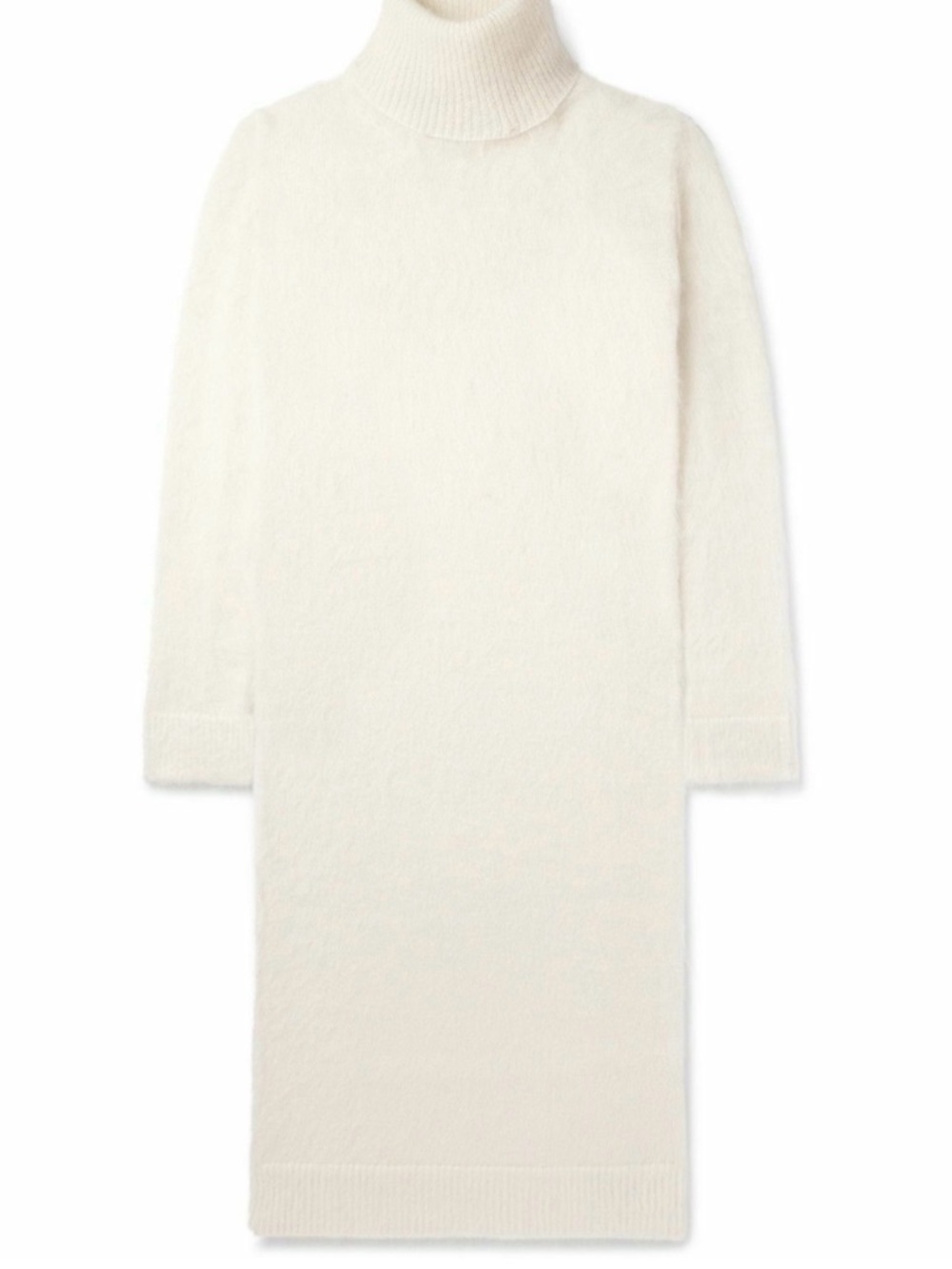 Saint Laurent Ecru Mohair Blend Oversized Turtleneck Sweater Dress - Picture 5 of 6